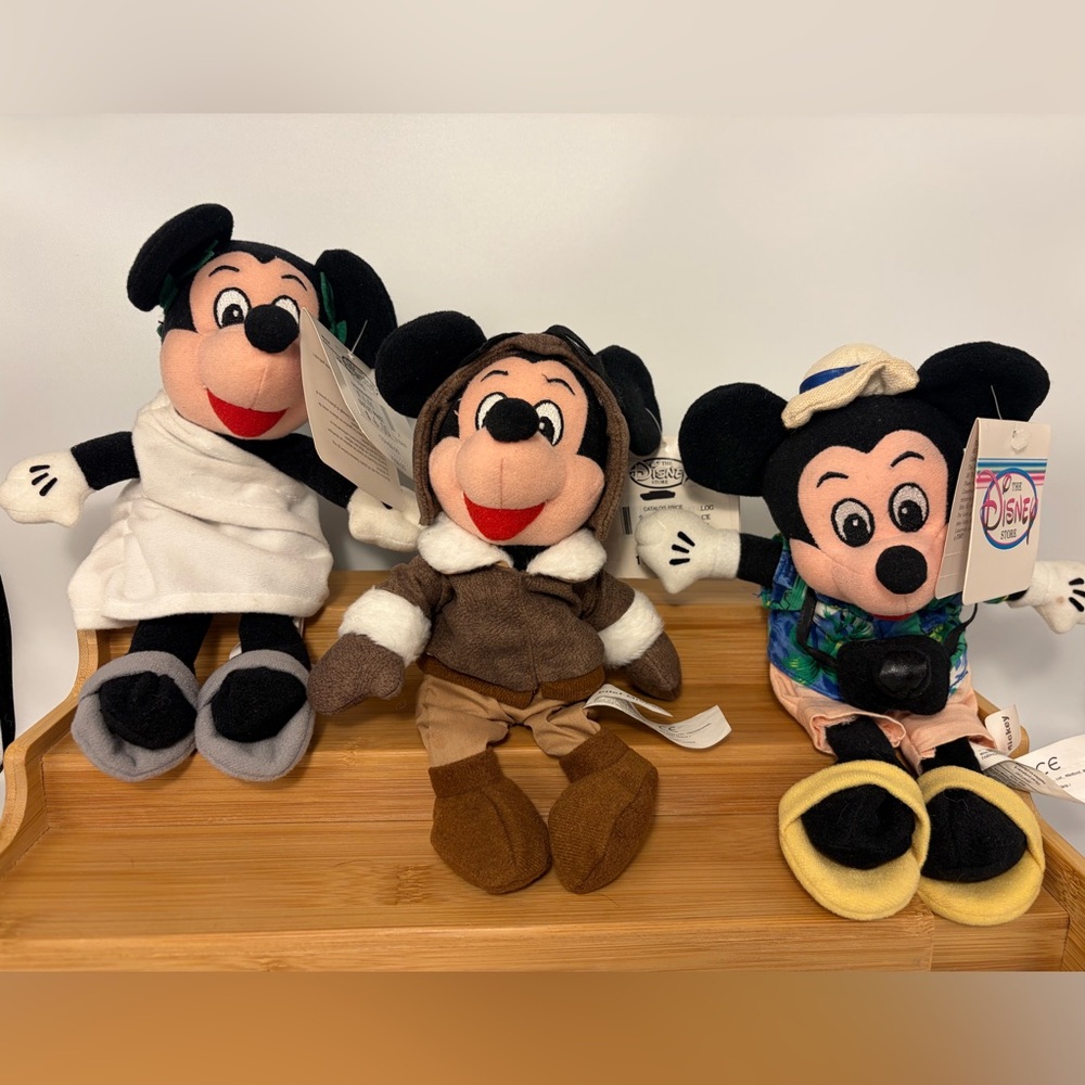 Disney Mickey Mouse Bean Bag Plush Trio‎ Set-Toga/Pilot/Tourist